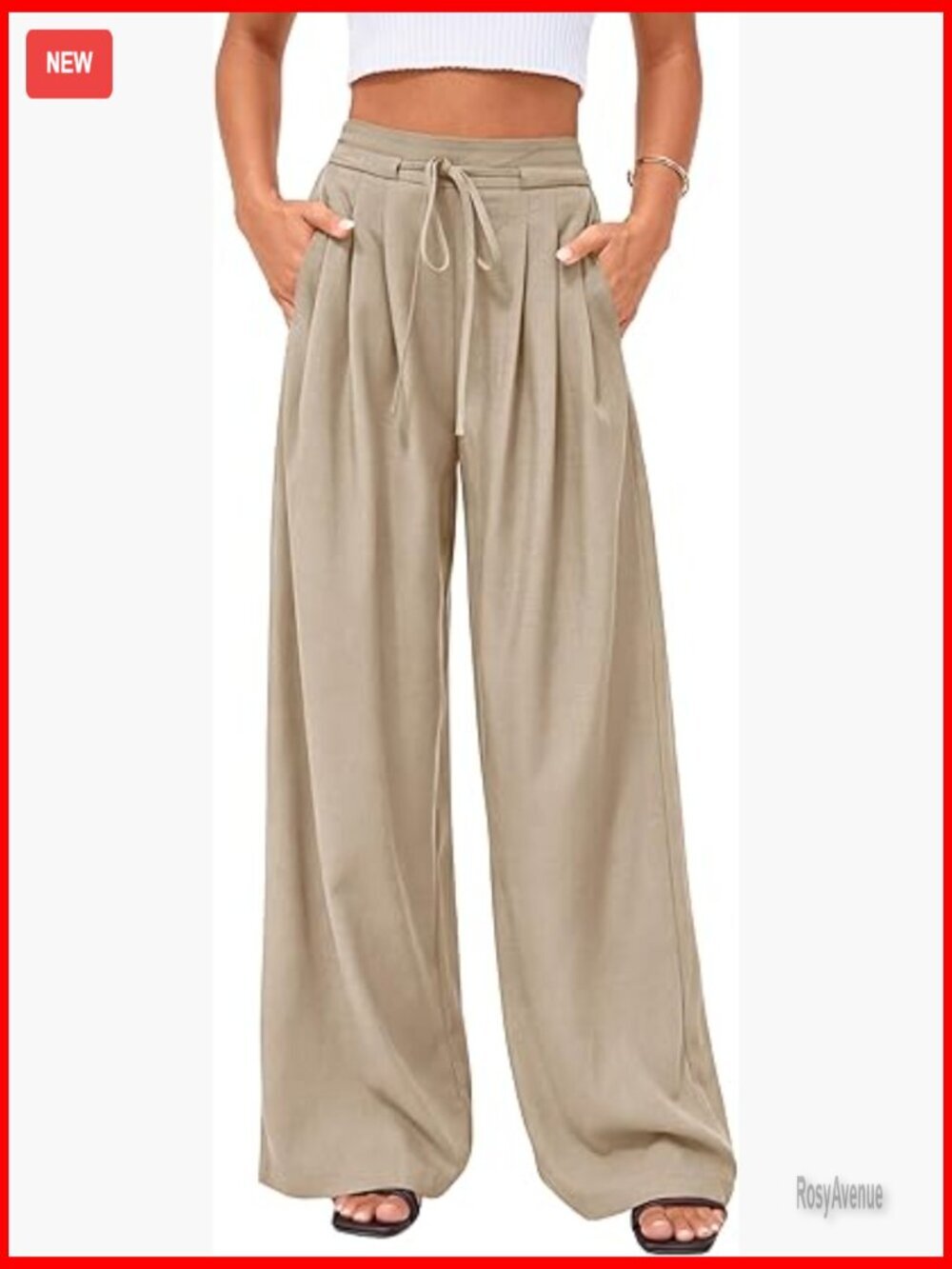Wide Leg Palazzo Pants High Waist Pleated Business Casual Work Trousers